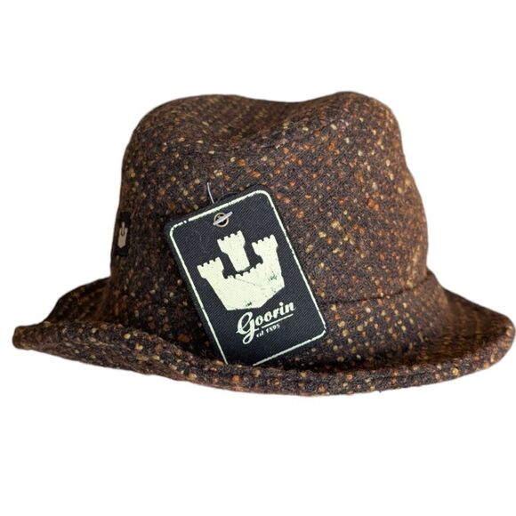 Goorin Bros Brown Wool Blend Tweed Fedora Hat One Size NWT - Picture 3 of 8
